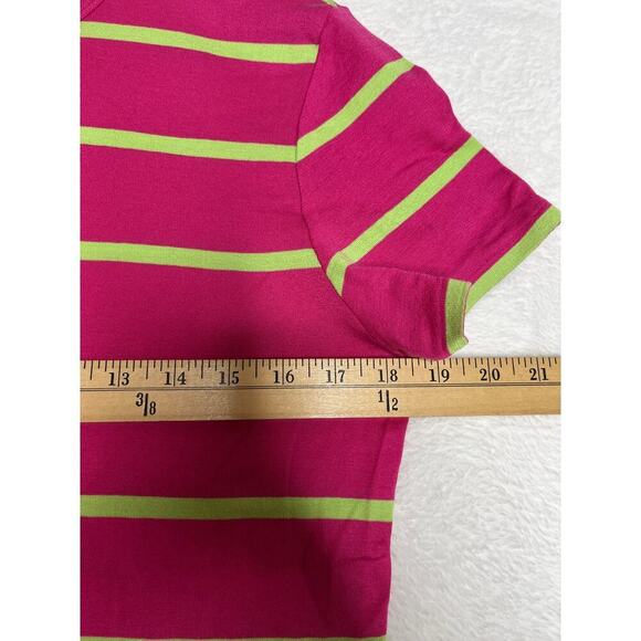 Polo Ralph Lauren Golf Big Pony Pink Lime Green Stripe Tshirt sz XL Preppy - Picture 6 of 7